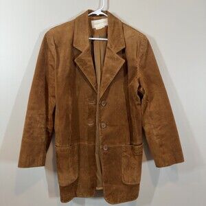 Margaret Godfrey Brown Suede Leather Blazer Jacket Womens Size 10